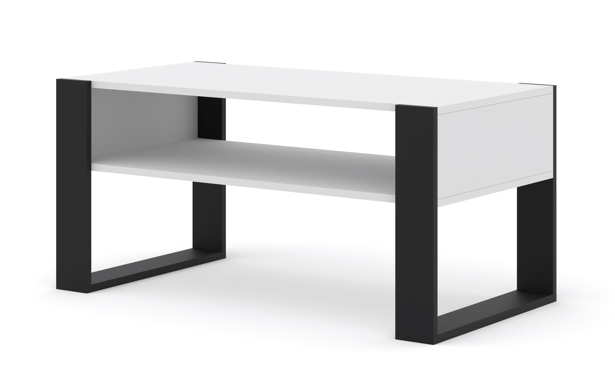 Raumhirsch Table basse MONDI 100x47,5x50 cm Avec rangement blanc / noir – vue principale