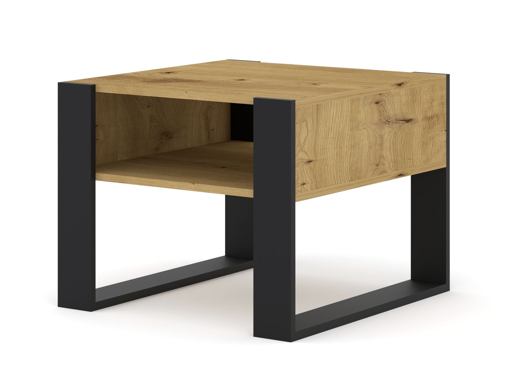 Raumhirsch Table basse MONDI 60x47,5x60 cm Avec rangement chêne Artisan / noir – vue principale