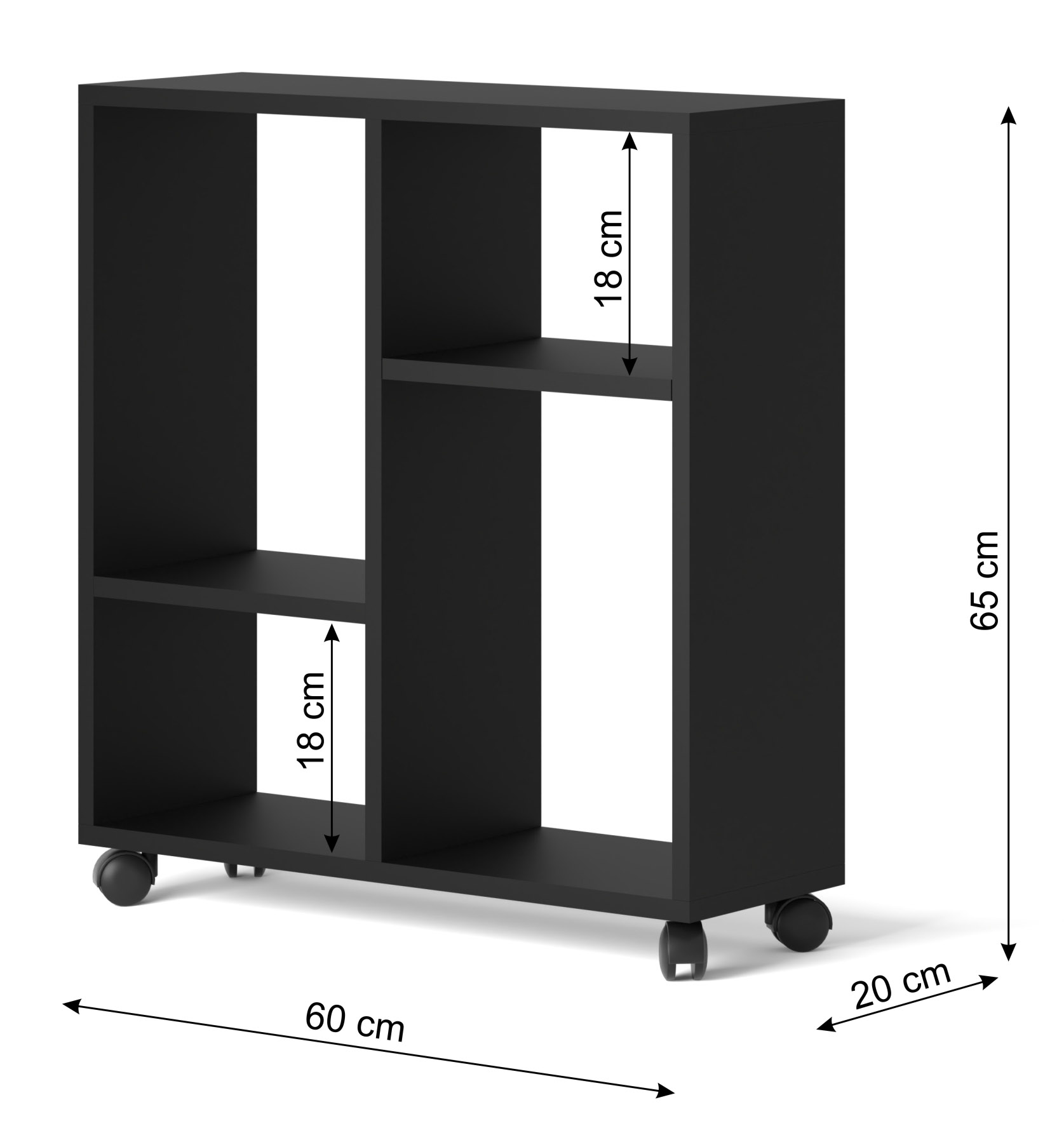 Raumhirsch Table basse 60x65x20 cm noir – dimensions