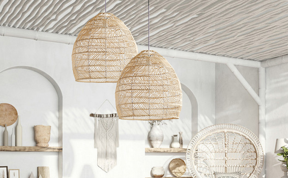 Lampe suspendue en rotin