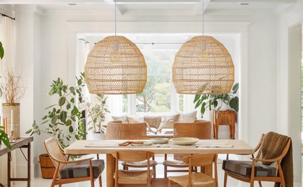 Lampe suspendue en rotin
