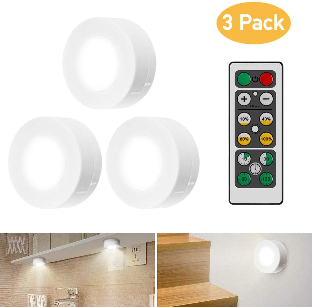 LED-Schrankleuchte mit Fernbedienung, 3 Stück Schrankleuchte Schrankleuchte  LED-Schrankleuchte Nachtlicht LED-Schrankleuchte für Schlafzimmer,  Kleiderschrank, Kleiderschrank, Küche - Weiß,SOEKAVIA