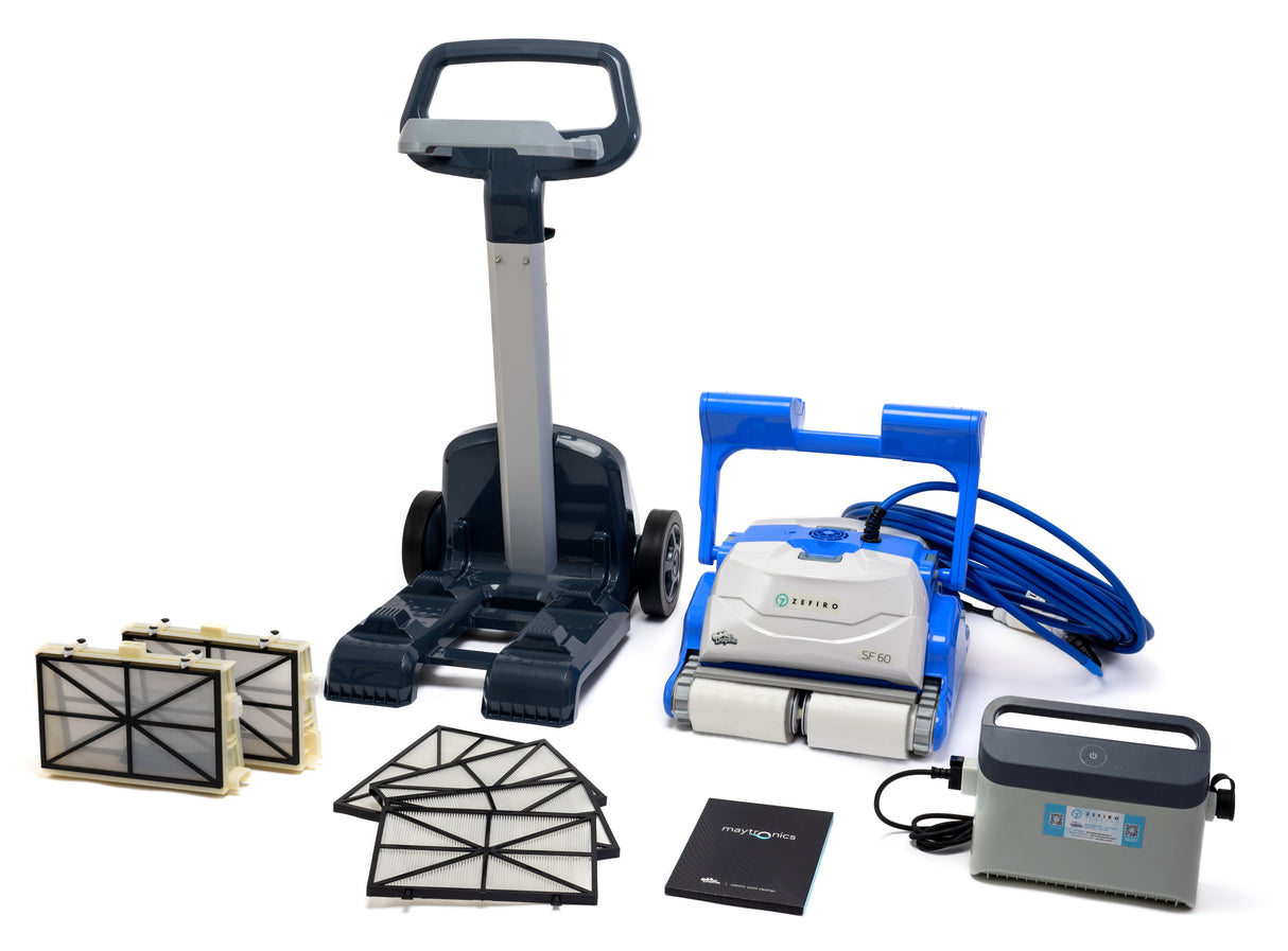 Dolphin ZEFIRO SF60i IoT Wi-Fi Bluetooth Smart Active Timer Gyro Digital - Robot Elettrico Pulitore per Piscina fino a 15 Mt - Rivestimento in Ceramica Cemento Verniciato Vetroresina & PVC con Gradino Perimetrale - APP MyDolphin Plus - MY2024