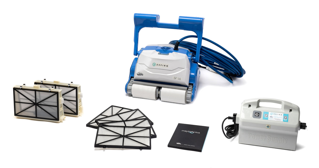 Dolphin ZEFIRO SF50 Gyro Digital - Robot Elettrico Pulitore per Piscina fino a 15 Mt - TOP GAMMA per Rivestimento in Ceramica Cemento Verniciato Vetroresina & PVC con Gradino Perimetrale - MY2024
