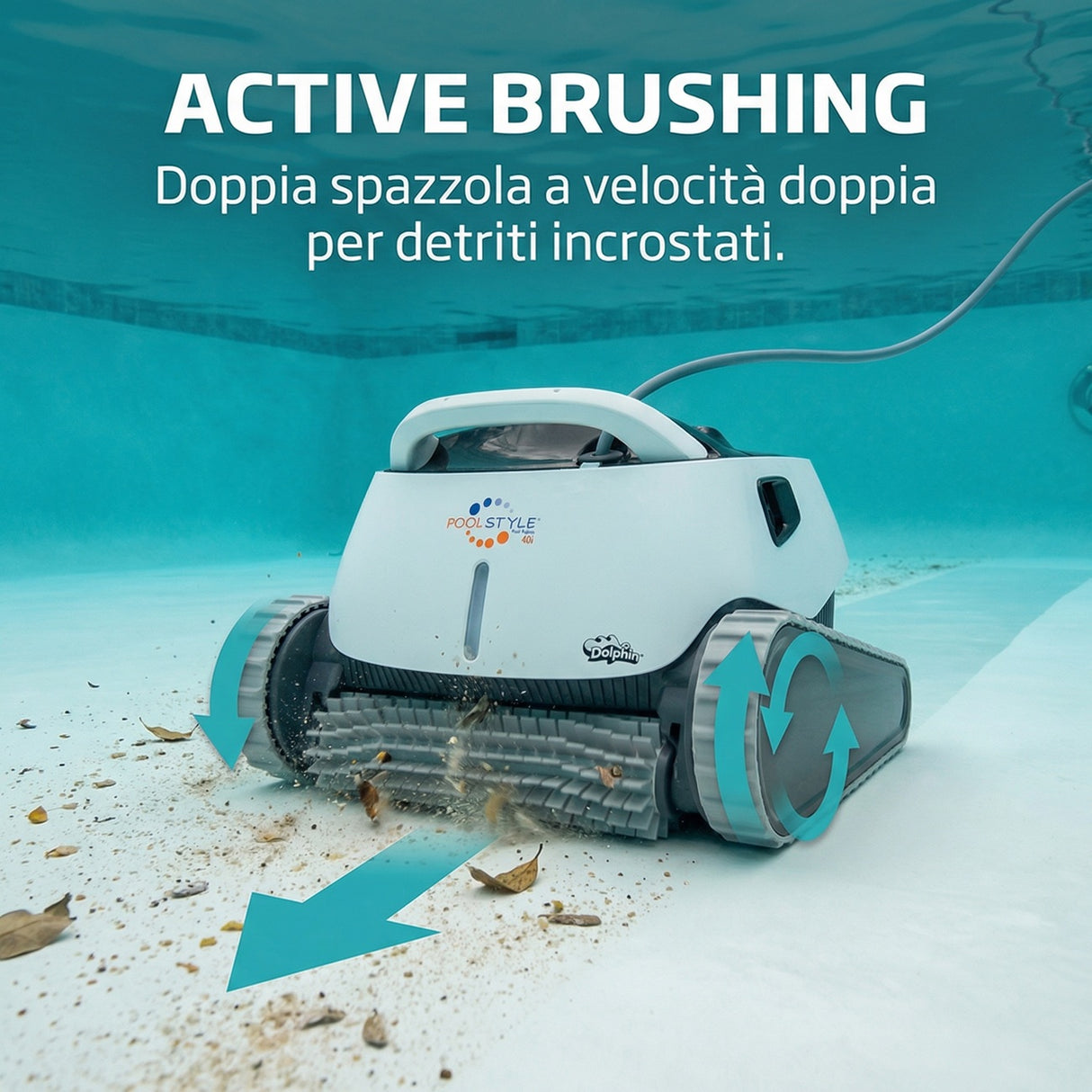 Dolphin Poolstyle 40i IoT Wi-Fi APP MyDolphin Plus Bluetooth Timer Digital - Robot Elettrico Pulitore per Piscina fino a 12 Mt - FONDO + PARETI + LINEA - MY2026