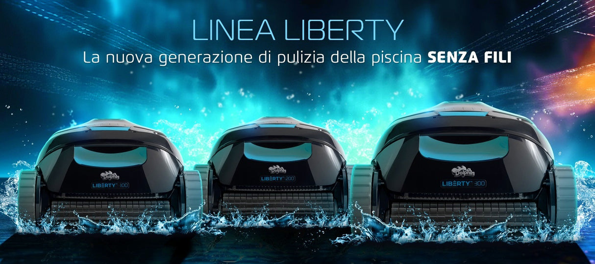 Dolphin Liberty 300 Eco Senza Fili Cordless con Clicker - Robot Pulitore Piscina a Batteria fino a 10 Mt - FONDO + PARETI + LINEA - MY2026