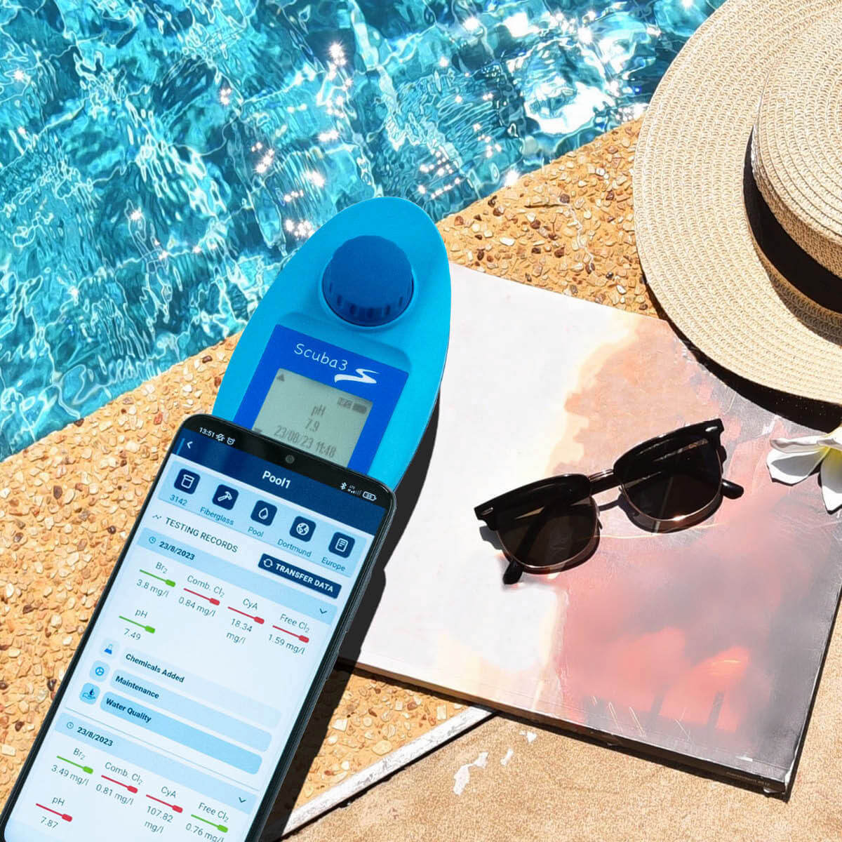 Fotometro Elettronico Lovibond Scuba 3S Wireless per Analisi Ph + Cloro + Alcalinita & Acido Cianurico - Analisi Acqua Piscina & Idromassaggio con 70 Pastiglie