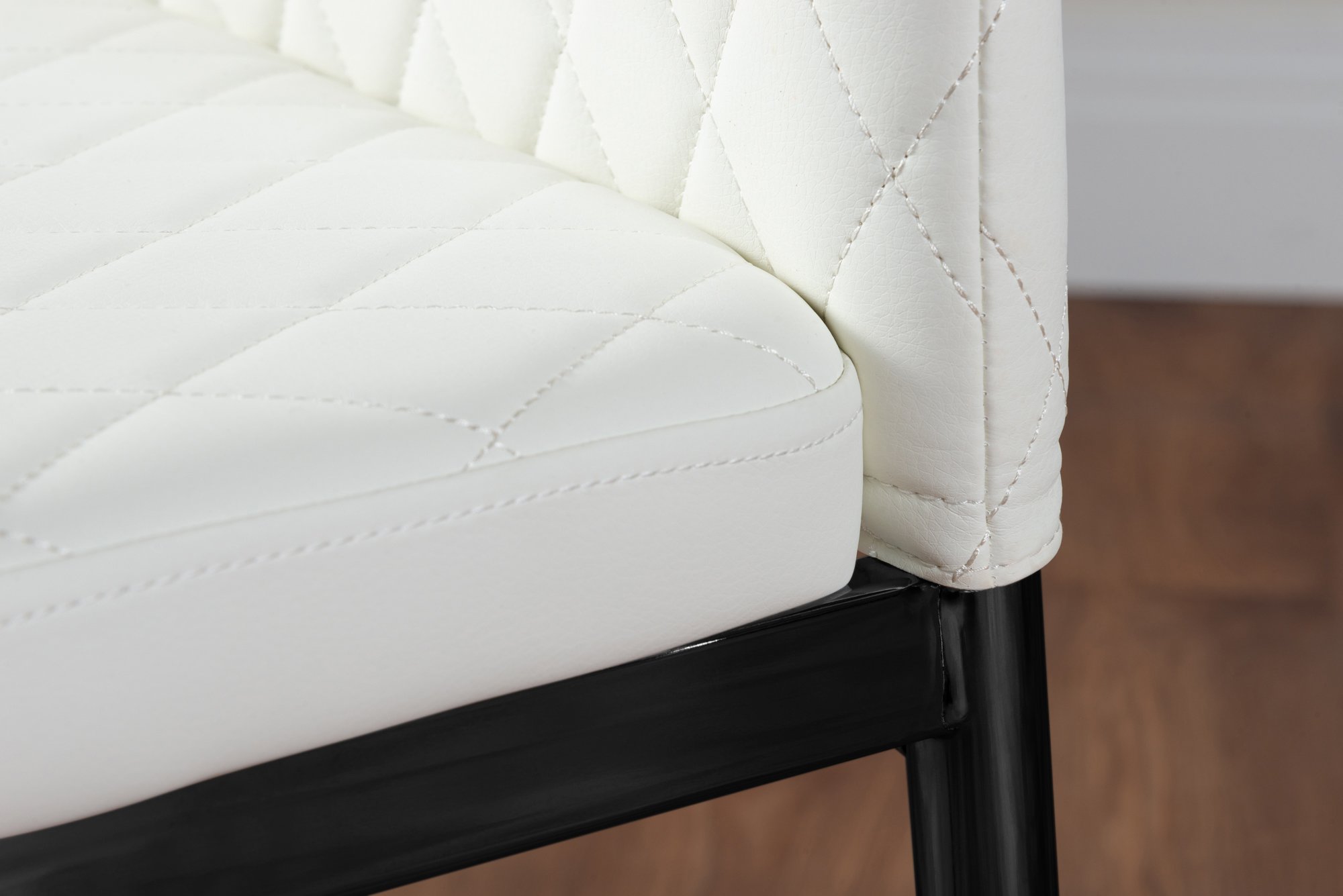 Furniturebox Andria Gold Leg Marble Effect Dining Table and 6 White