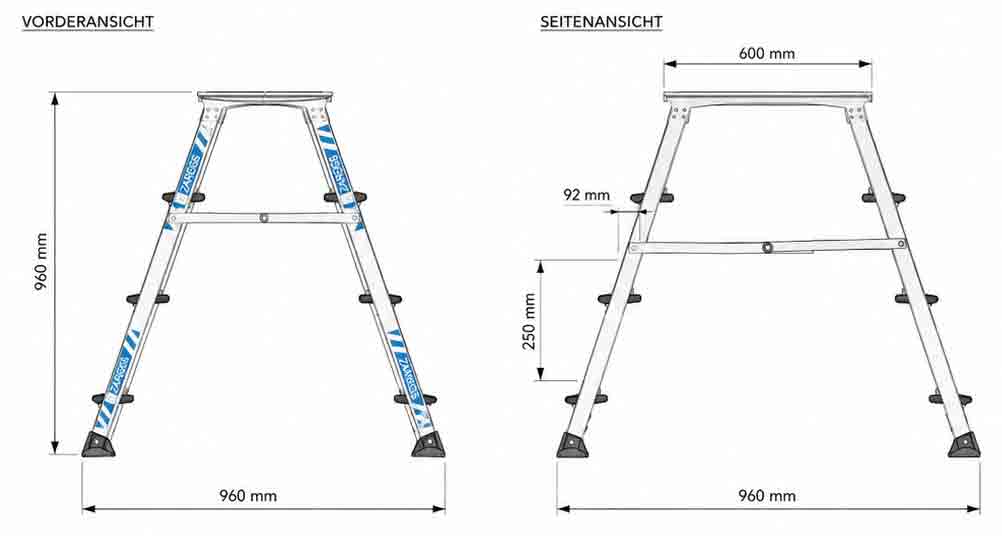 Zarges Trittleiter RCstep SP Maße & Abmessungen