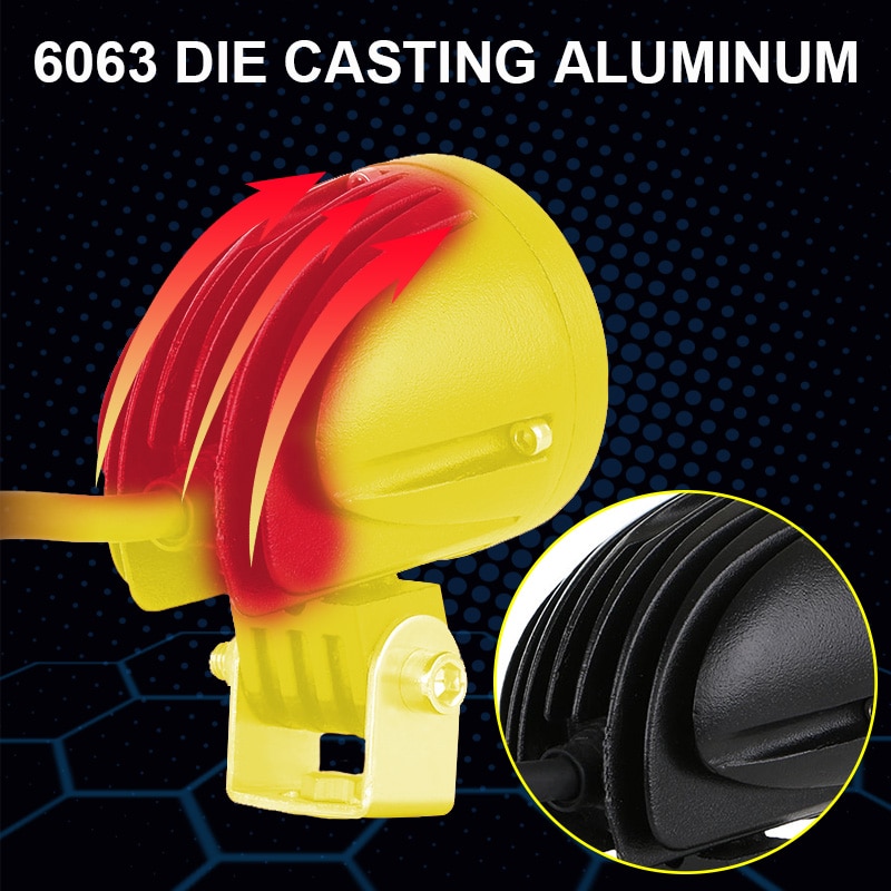 dissipation chaleur phare additionnel LED 10W pour moto