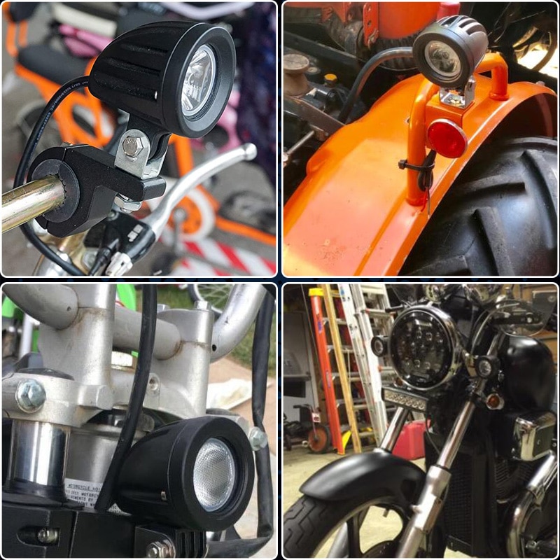 exemple de montage phare additionnel LED 10W pour moto