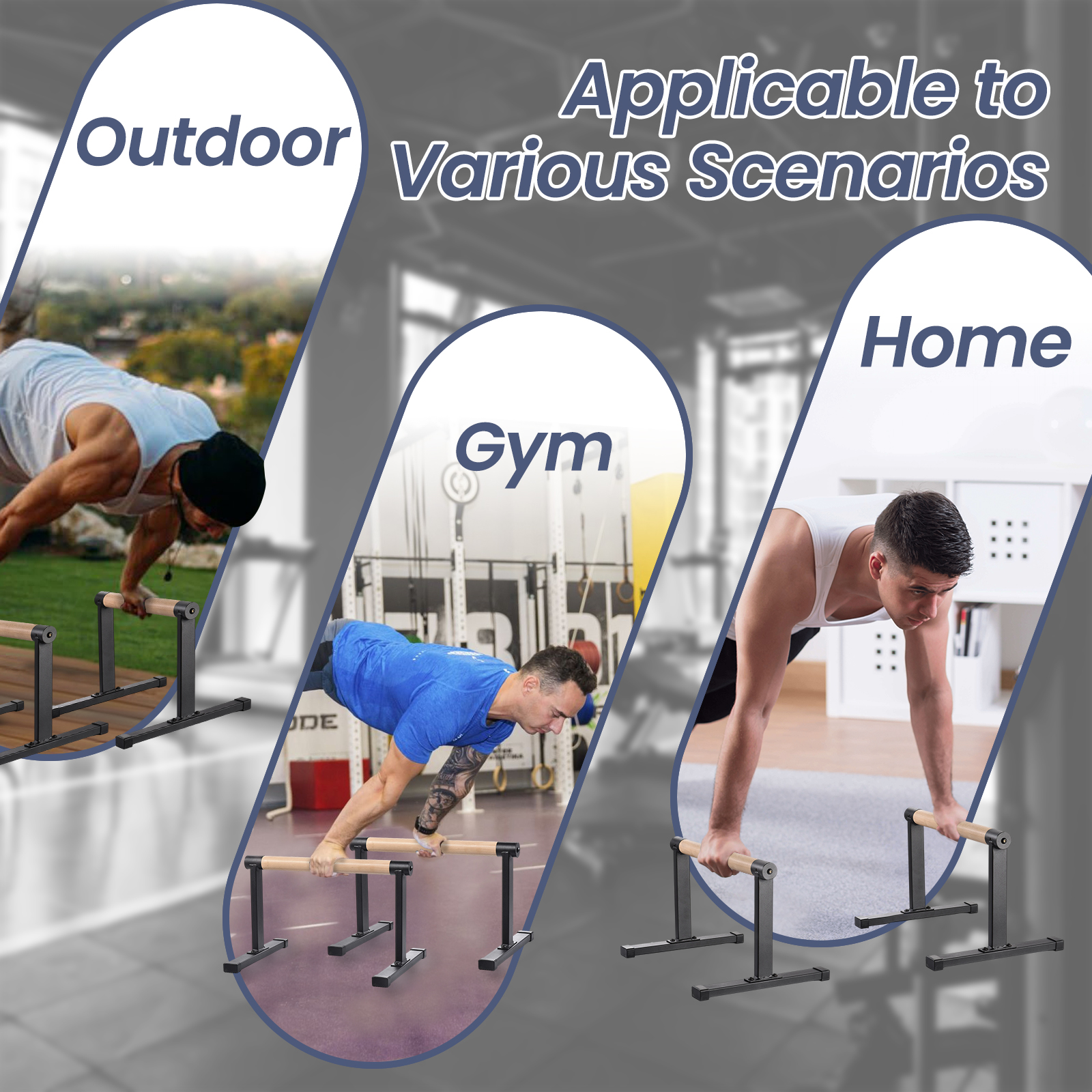 Push up Bars Non-Slip Parallettes Bars Arm Strength Trainer Support 440 ...