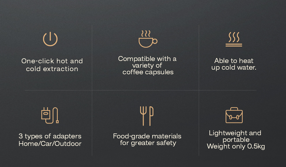 HIBREW H4A - Cafetiere Italienne Portable,machines à Café Automatiques,machine Expresso,Compatible Avec Capsules Nespresso Dolce Gusto Café Moulu,60ml,80W,camping,voiture (Premium,Noir) -Krups || DeLonghi Soldes