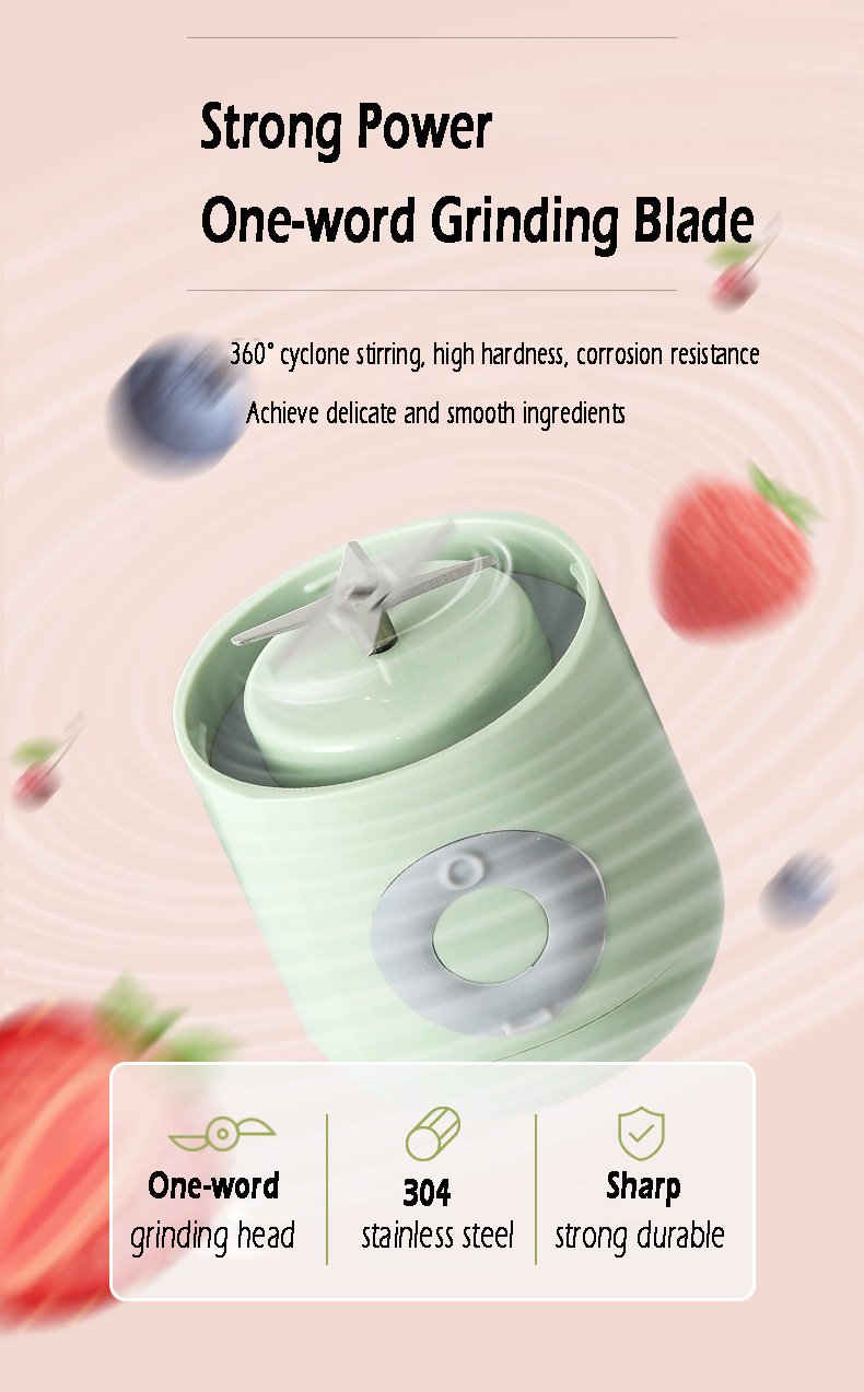 Juice Machine,Portable Electric Juicer,Smoothie Blender,6 Knives,Mini Blender,USB Rechargeable,500ML,Green -Small Appliances Store