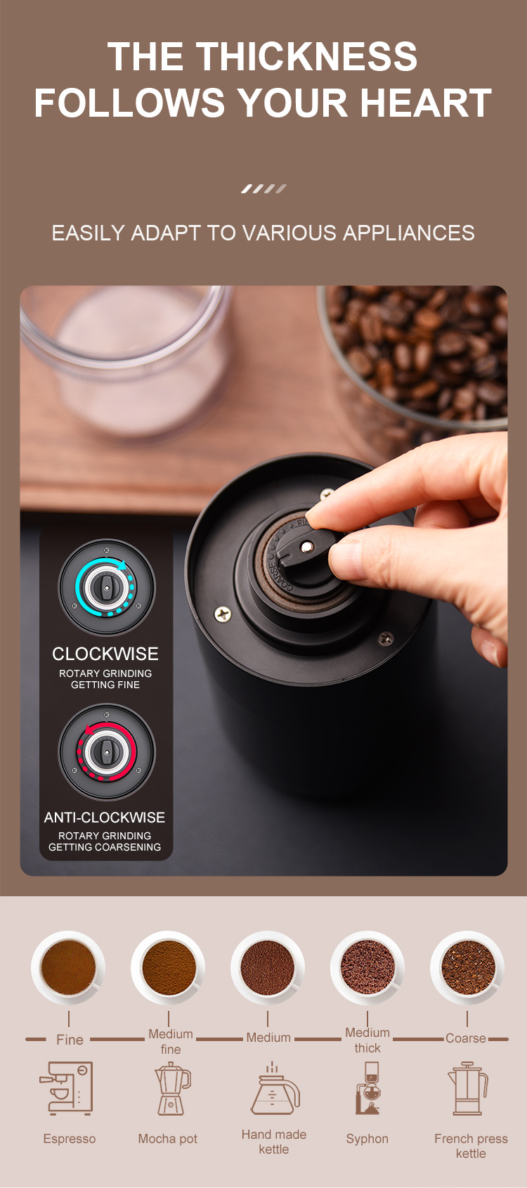 Molino de café portátil recargable por USB