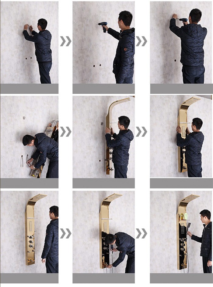 Sistema De Panel De Ducha LED Con Chorros De Masaje, Columnas De Ducha Hidromasaje En Cascada, Set De Ducha,8009 Oro Rosa -Mundo Ducha AAHKMJXYDAFdJAOAIMEbOAchoK7M5N0Bh9lUp89Gku6vt6x JbxmdhfU2