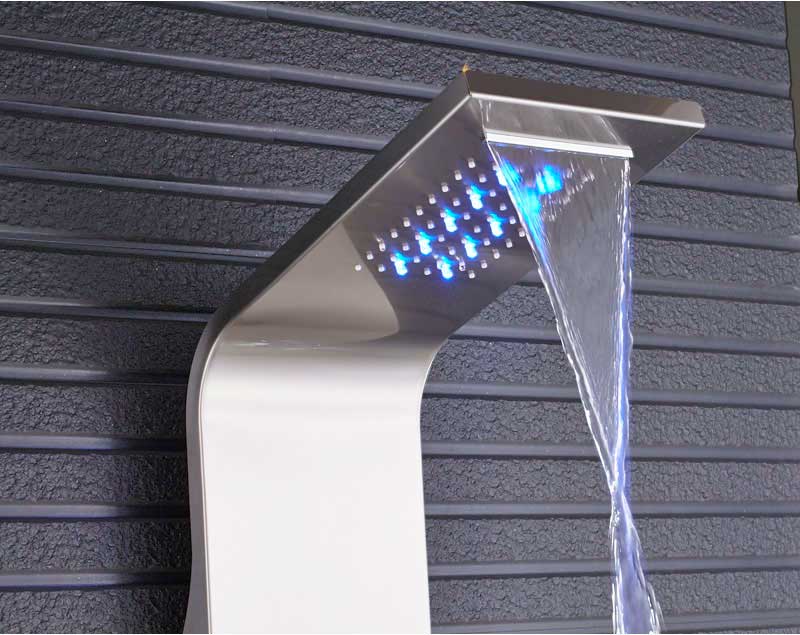 Sistema De Panel De Ducha LED Con Chorros De Masaje, Columnas De Ducha Hidromasaje En Cascada, Set De Ducha,8009 Oro Rosa -Mundo Ducha