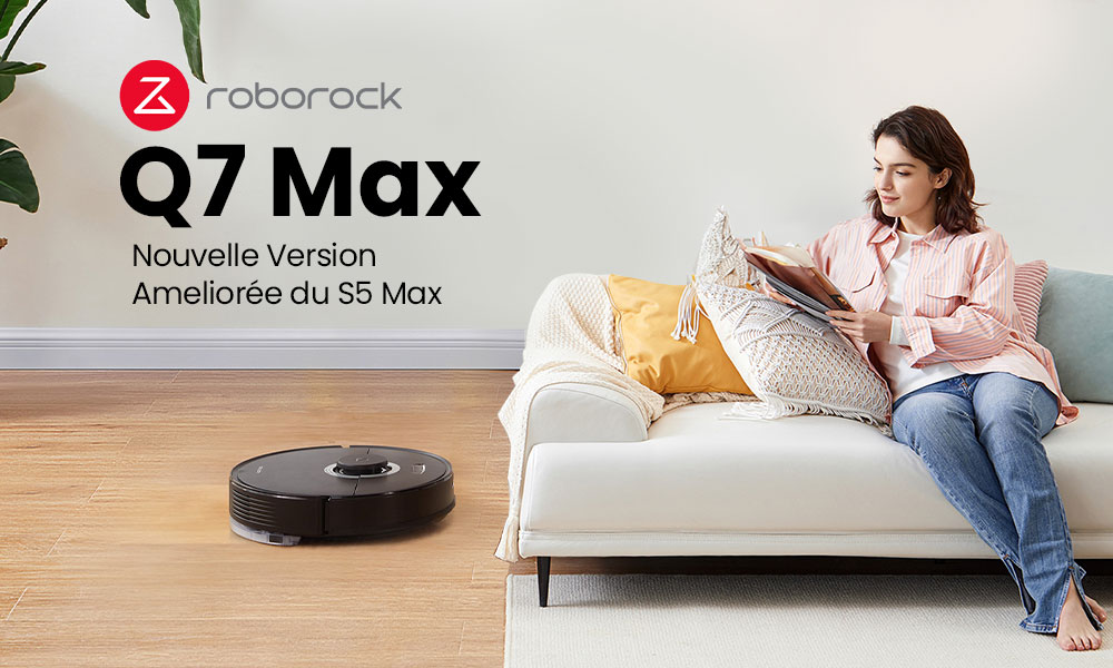 Roborock Q7 MAX,Aspirateur Robot Laveur 4200Pa Navigation Lidar 180 Minutes  d'Autonomie Contrôle par App/