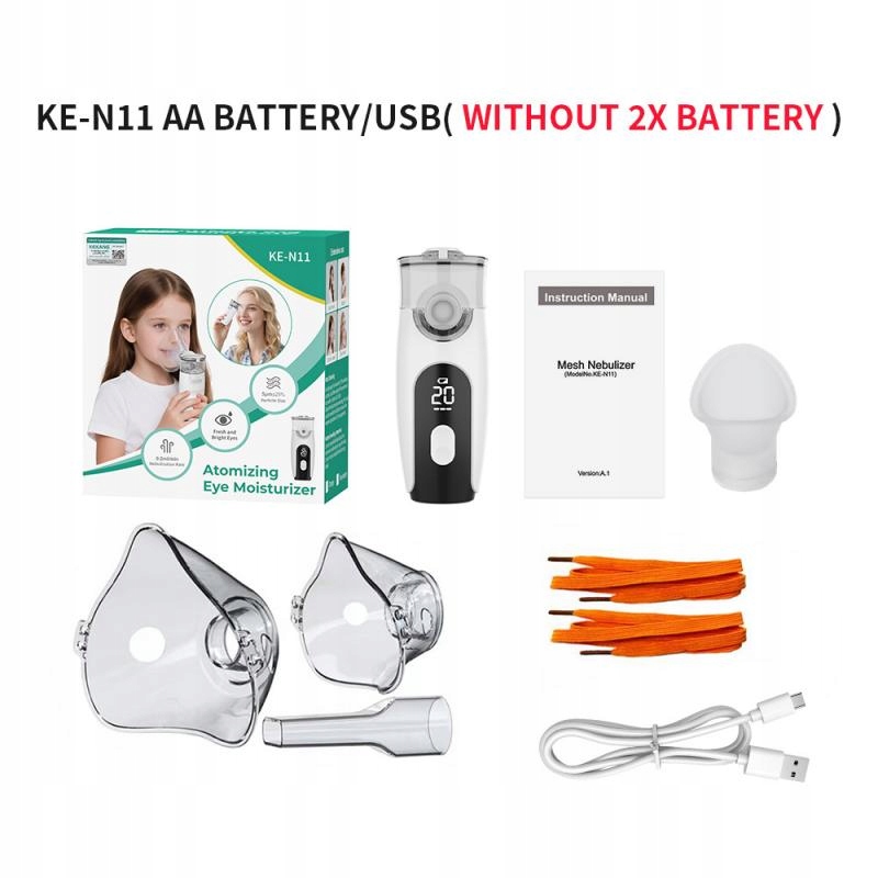 Przenośny nebulizator 3w1 nawilżający nebulizator do oczu inhalator USB/AA*2 Wyrób medyczny tak