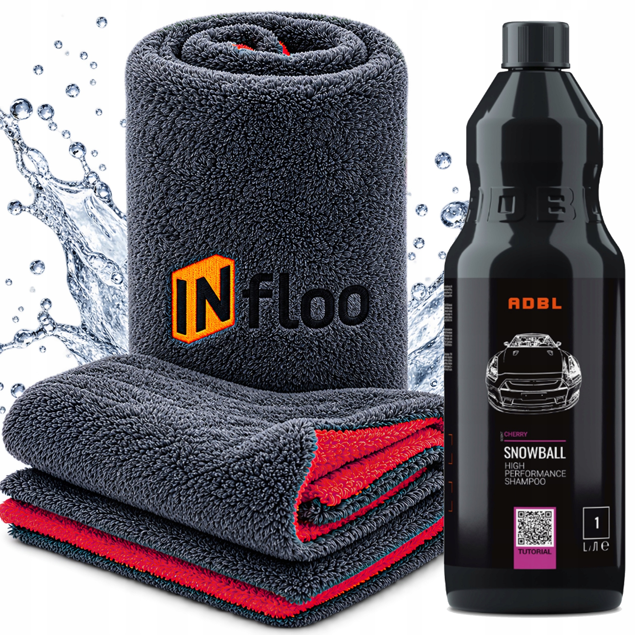 ADBL Snowball 1l shampoo per auto + panno per auto INfloo 60x90 1200gsm