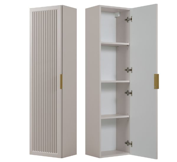 RODAN STYLE Badmöbel Set 80 cm Kaschmir mit Hochschrank und Arbeitsplatte – Maße und technische Ansicht 1