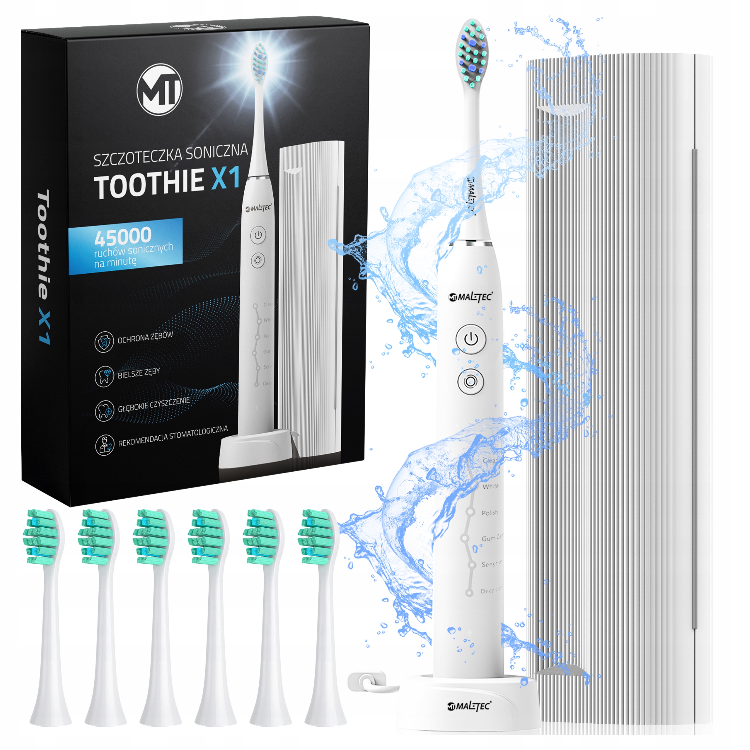 Cepillo de dientes eléctrico sónico 6 modos Juego de estuches para cabezales