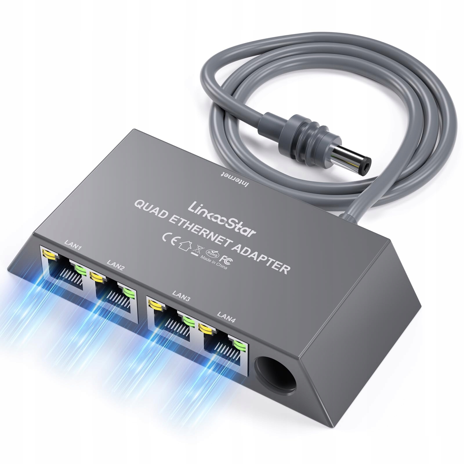 Adapter Ethernet do Starlink Mini/Gen3, 4-portowy RJ45 Gigabit, umożliwia podłączenie od 1 do 4 urządzeń Stan opakowania oryginalne