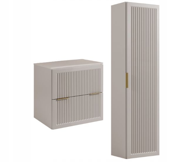 RODAN STYLE Badmöbel Set 60 cm Kaschmir mit Hochschrank und Arbeitsplatte – Hauptansicht