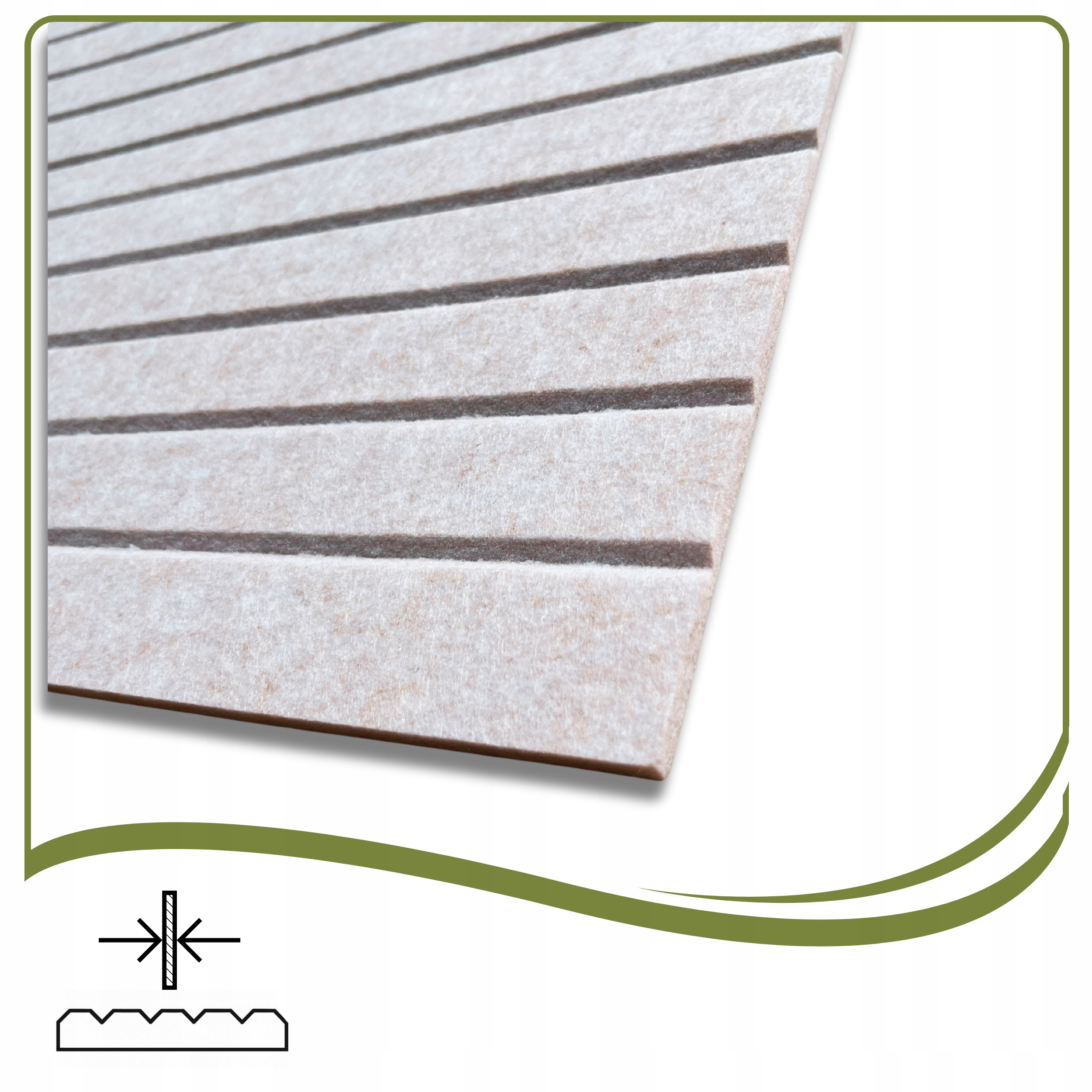 Effet 3D des lamelles en feutre beige sur le mur