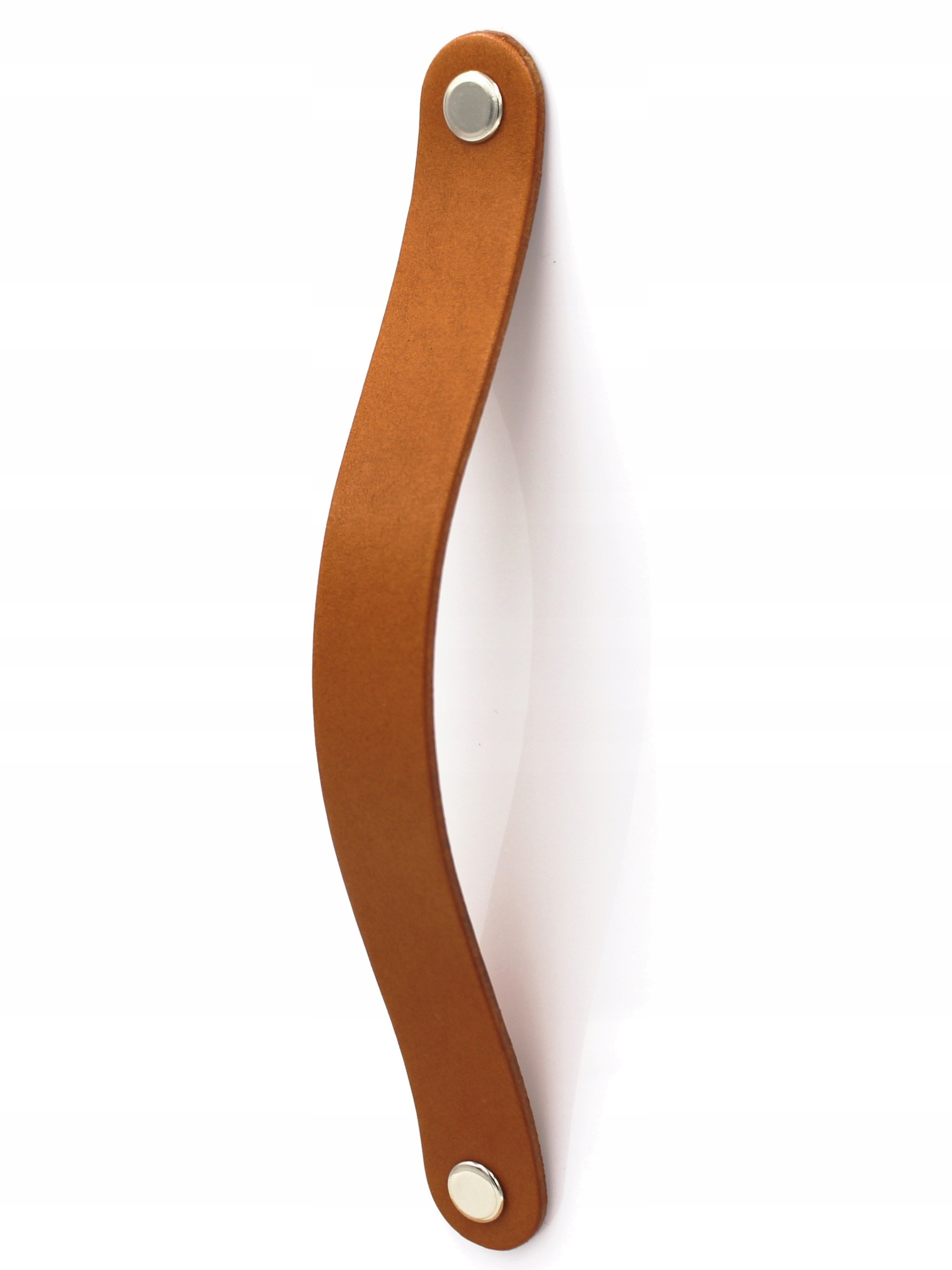 Poignées de meubles en cuir 16 cm couleur cognac + vis