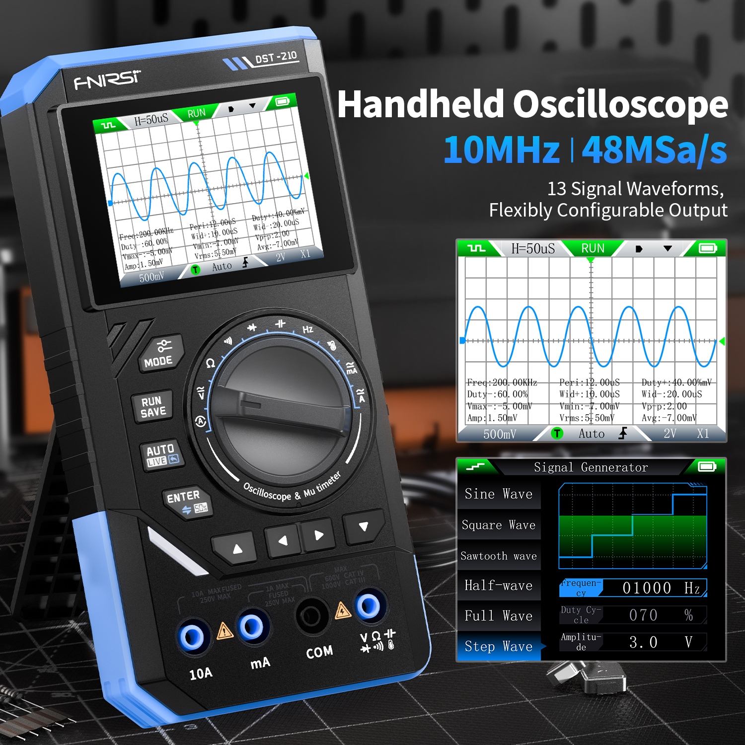 FNIRSI DST-210 Cyfrowy Multimetr 3w1 + Oscyloskop + Generator Sygnału 10MHz Kod producenta 6972754929392