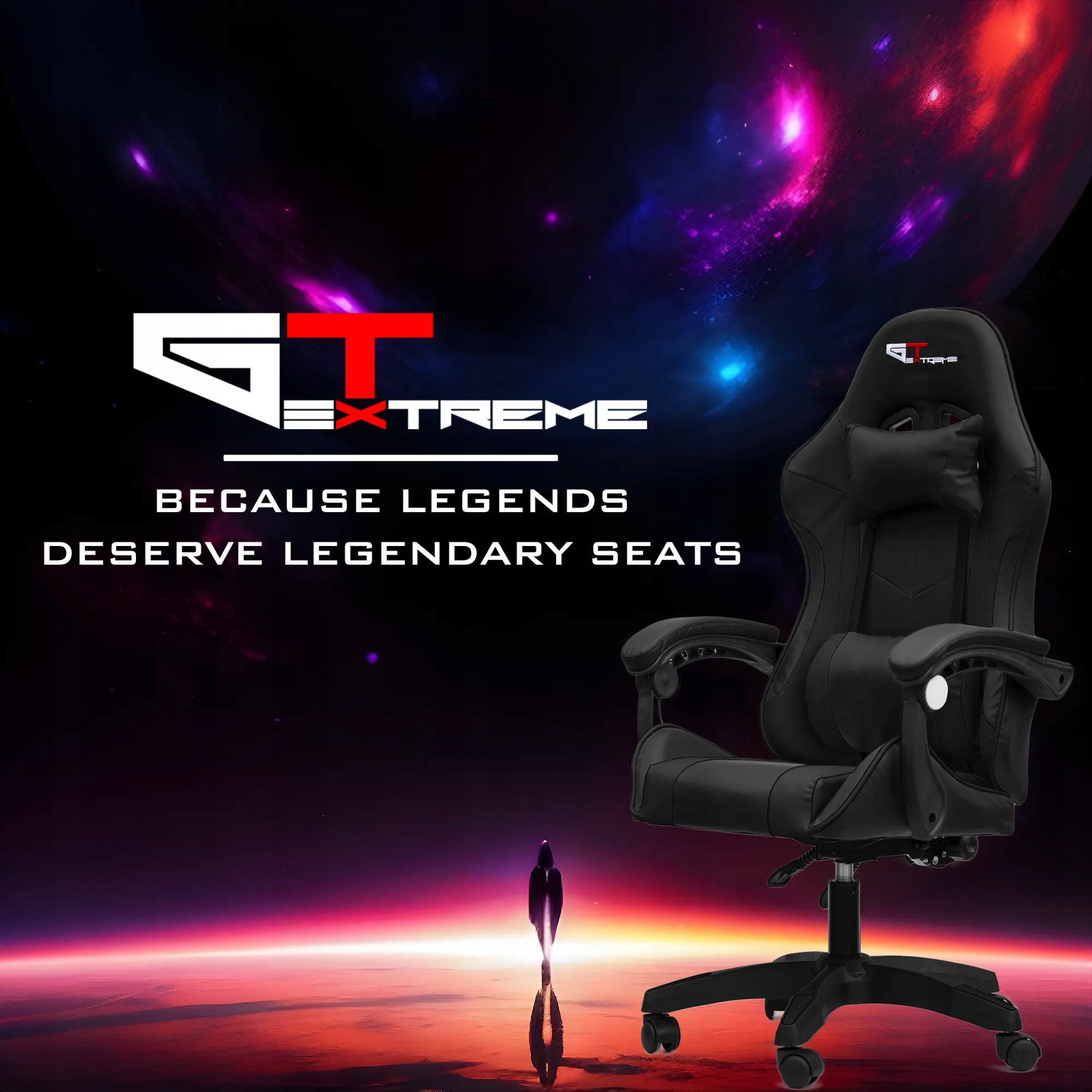 gtxfr-010 Silla gaming GT extreme, oficina, masaje, eco-cuero, reposapiés. Altura del mueble: 131 cm