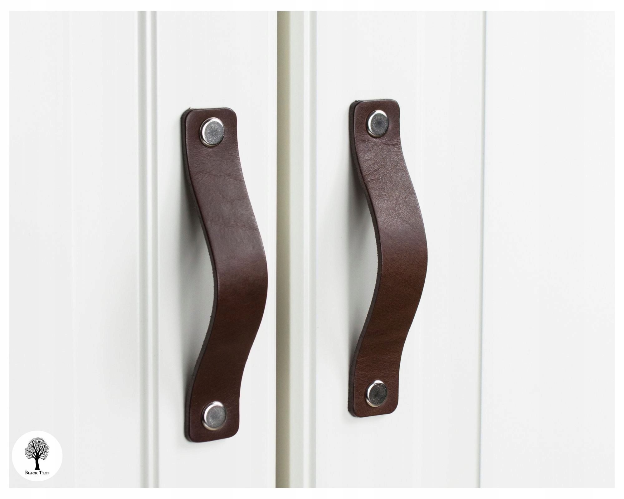 Poignée de meuble en cuir 96 mm marron chocolat, 9,6 cm, marque Black Tree