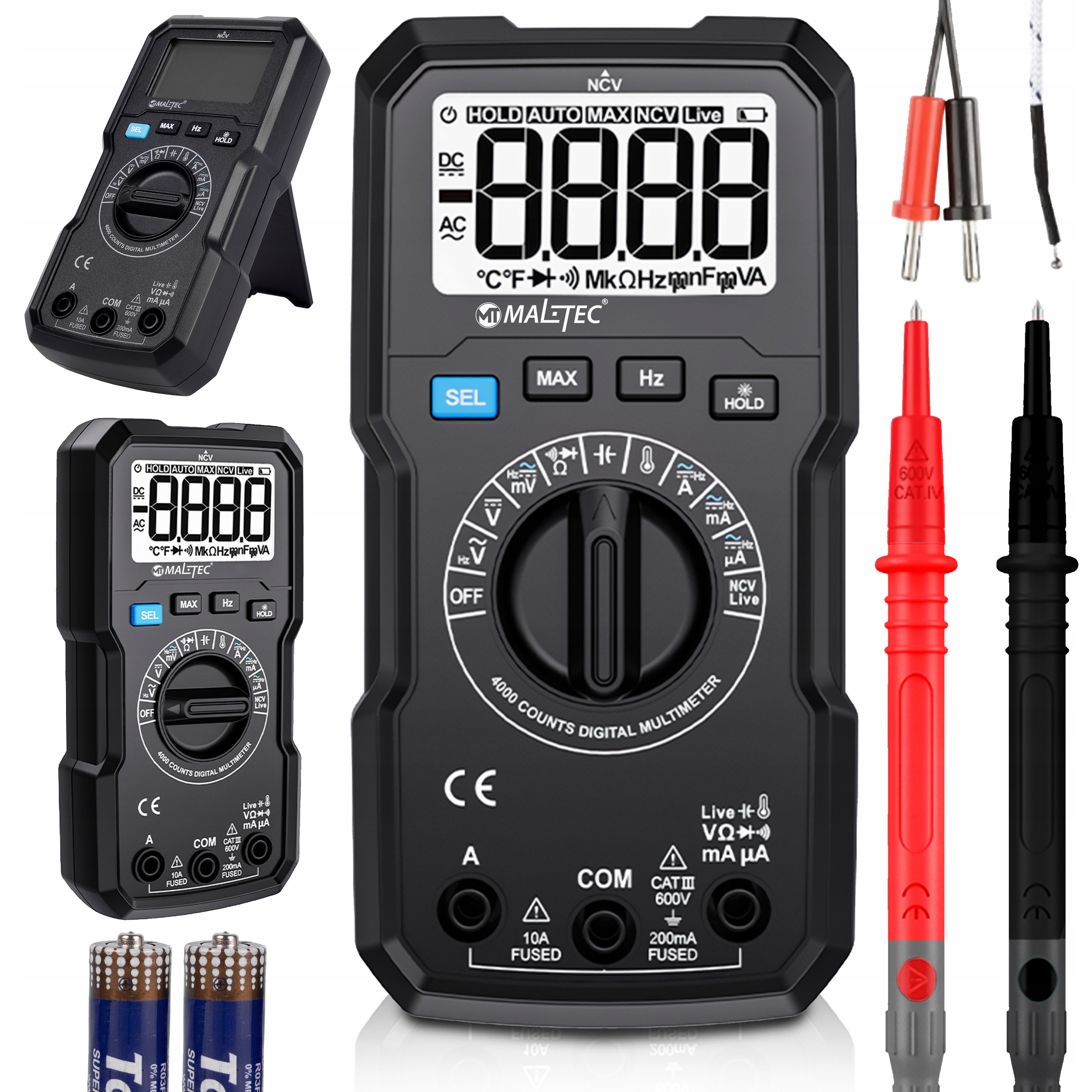 Multimetro digitale Misuratore di corrente Elettrico LCD Set cavi tester