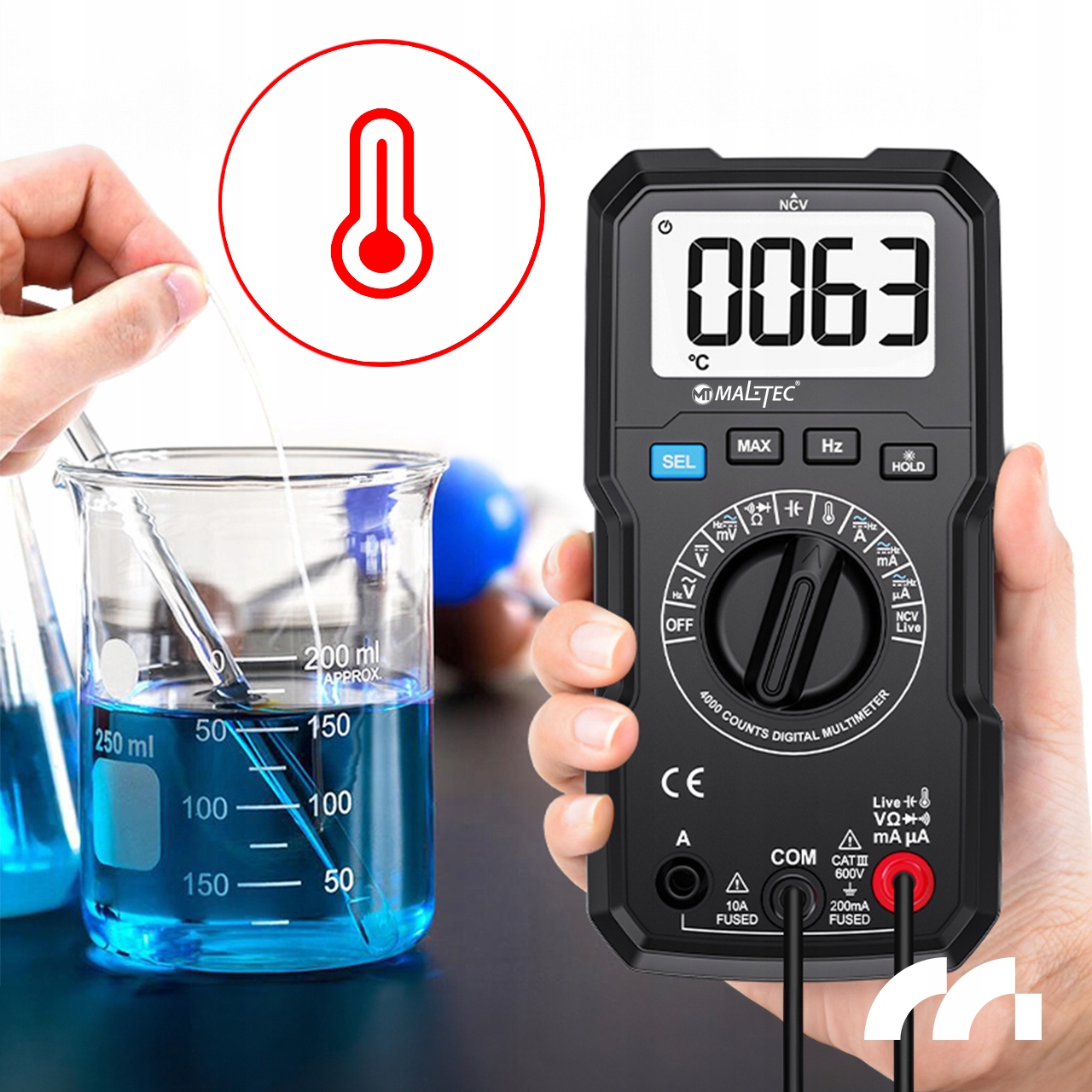 Multimetro digitale Misuratore di corrente Tester LCD elettrico Set Informazioni sulla sicurezza dei cavi CE