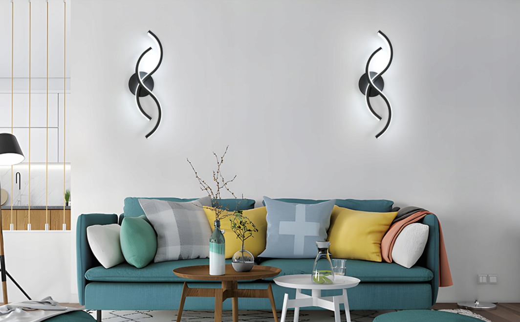 Lampada da parete GOECO in alluminio, nera, design esclusivo, 27W, luce calda 3000K