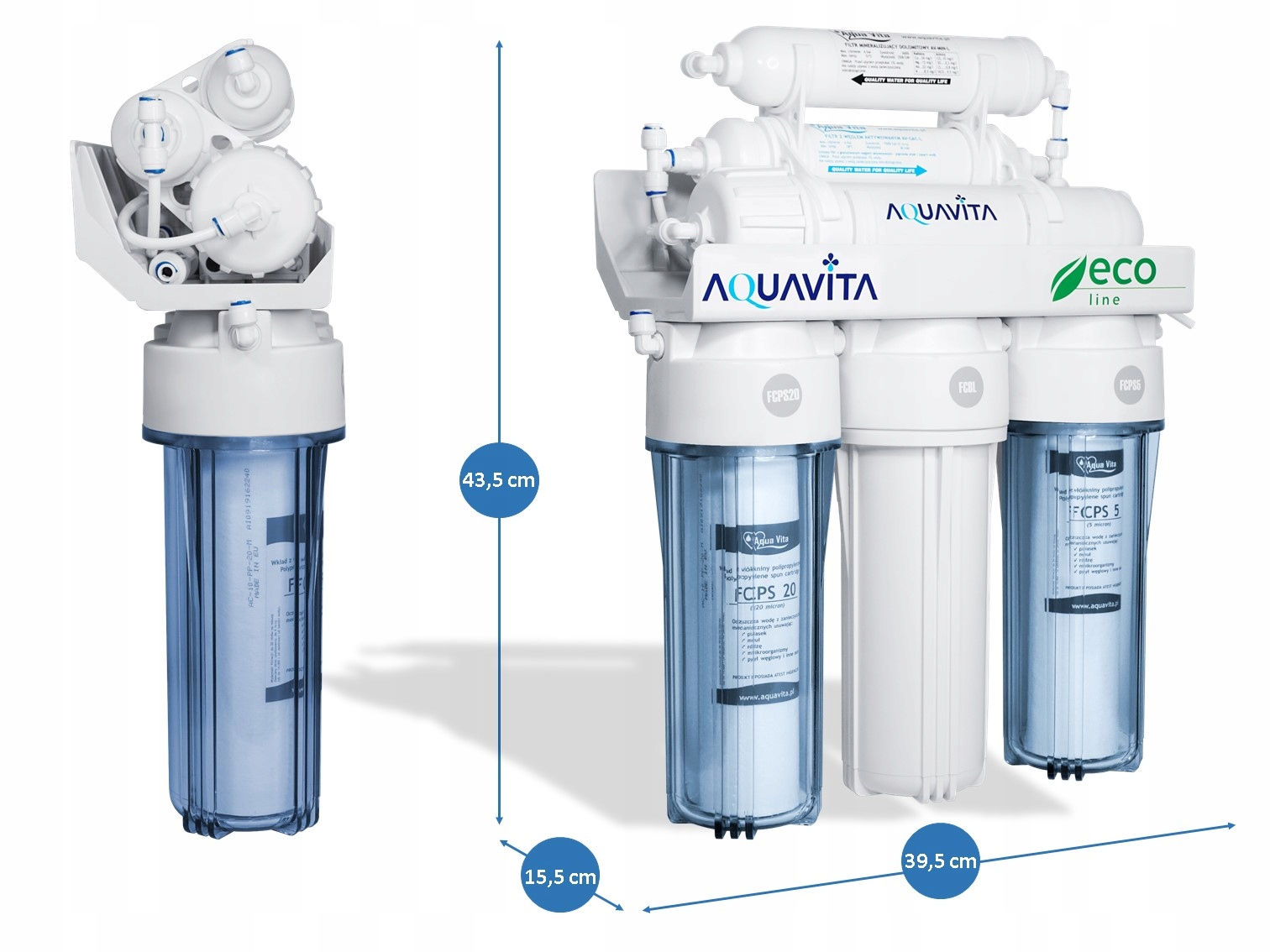 FILTRE À EAU OSMOSE INVERSE POUR CUISINE RO6 AQUAVITA Poids du produit avec emballage unitaire 8 kg
