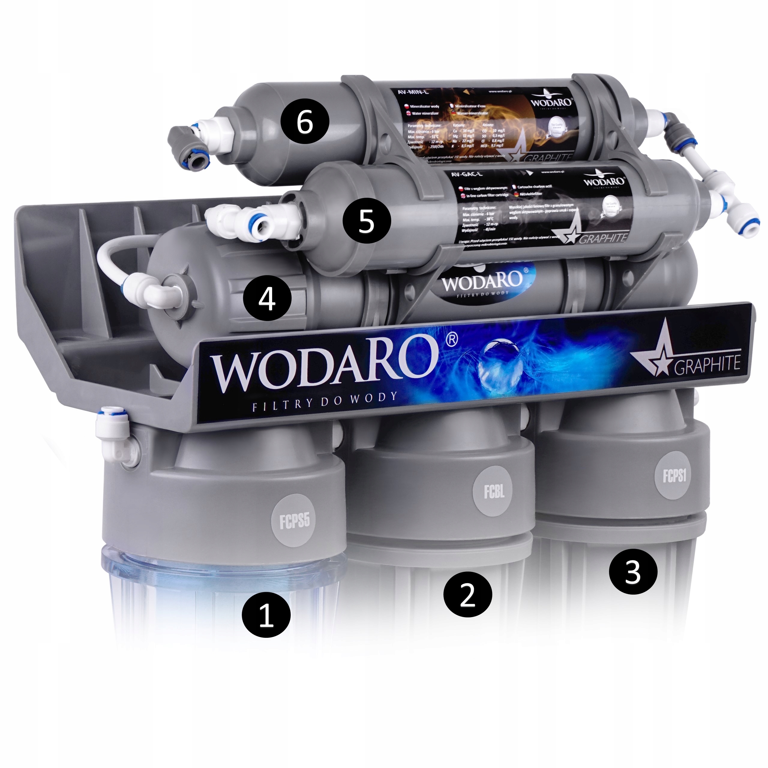 FILTRE A EAU RO6 WodaRO GRAPHITE OSMOSE INVERSE marque WodaRO