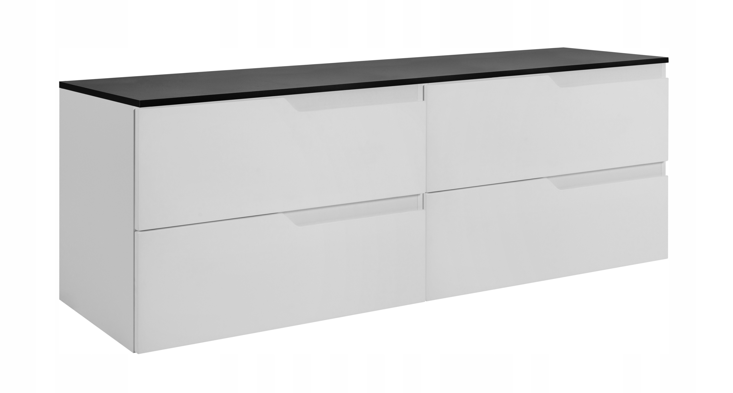 RODAN MODERN Badmöbel Set 160 cm Weiß mit Arbeitsplatte Schwarz – Hauptansicht
