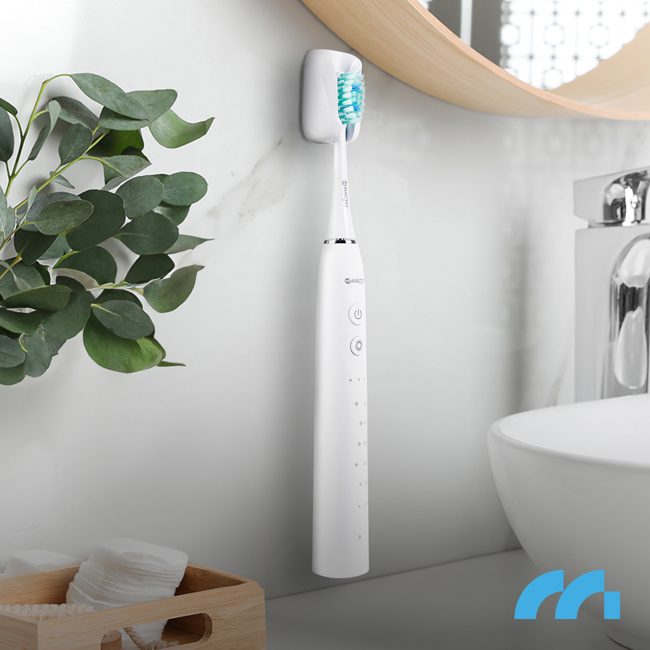 Spazzolino elettrico sonico 6 modalità Set testine Custodia Colore bianco dominante