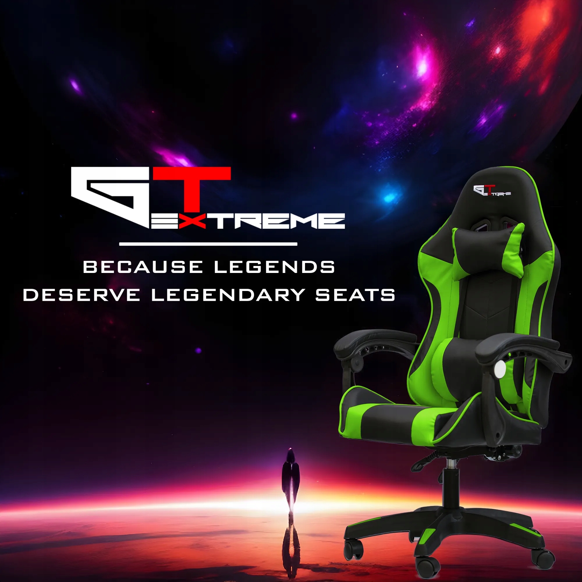gtxfr-005 Silla gaming GT extreme, oficina, masaje, eco-cuero, reposapiés. Altura del mueble: 131 cm