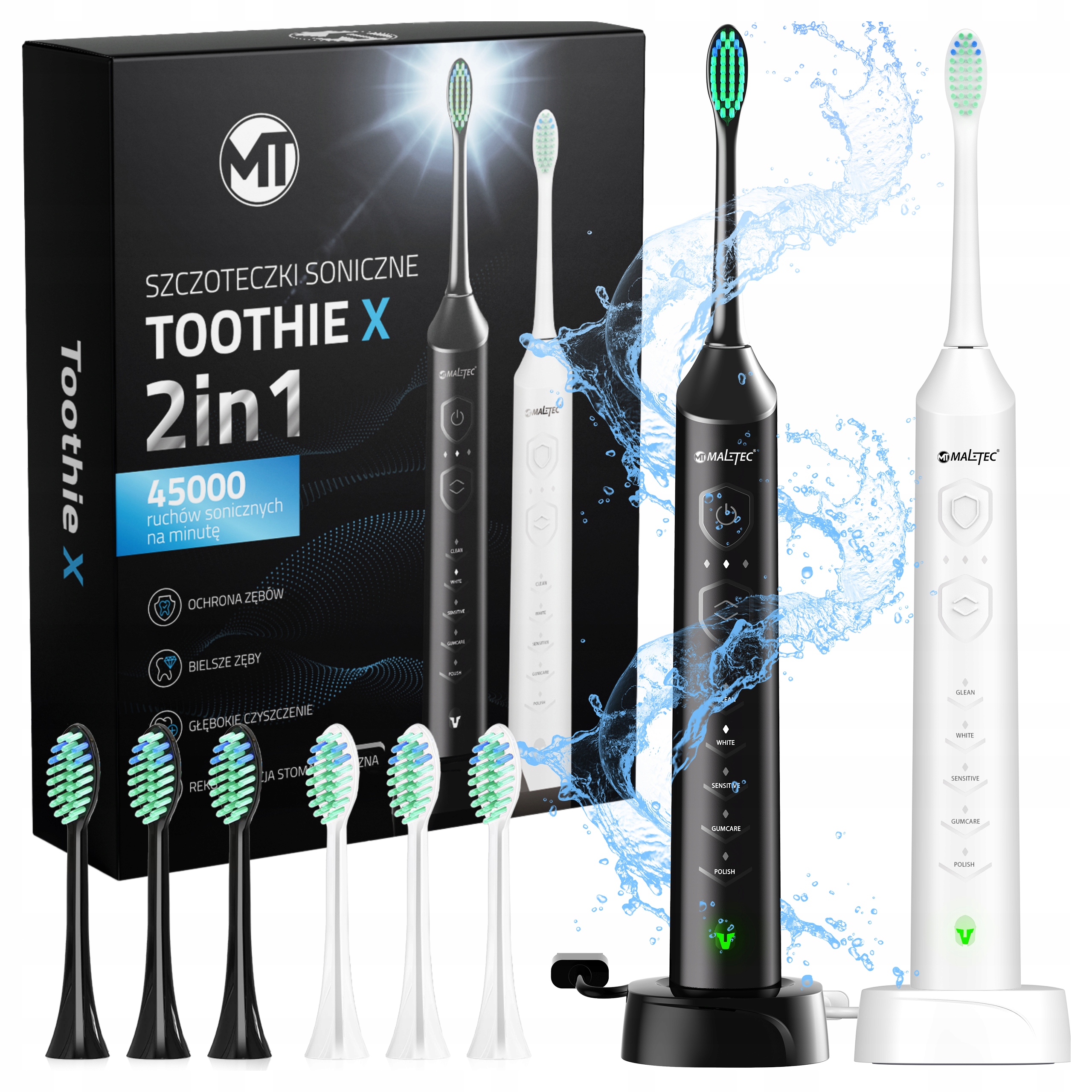 2x Sonic Electric Toothbrush Set 6 Heads Charger