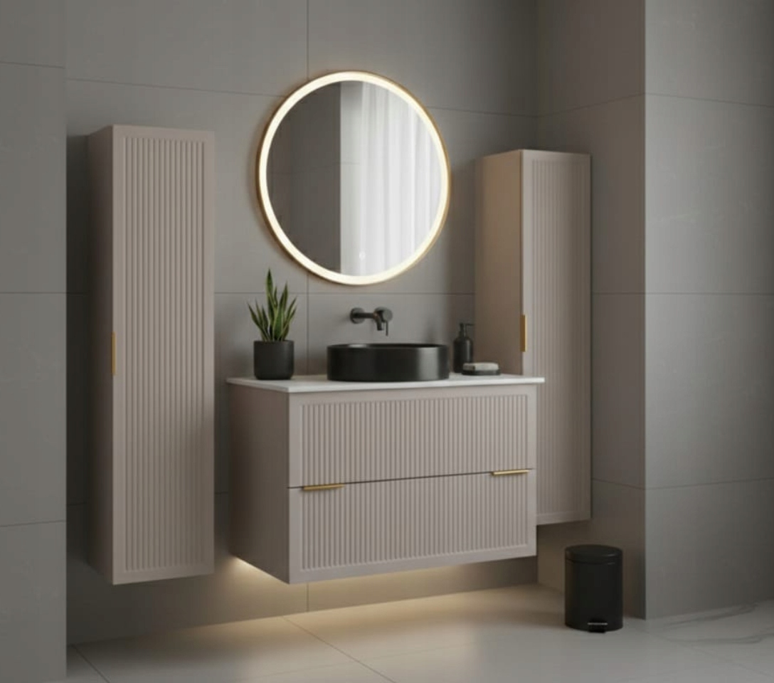 RODAN STYLE Badmöbel Set 60 cm Kaschmir mit Hochschrank und Arbeitsplatte – Detailansicht 3