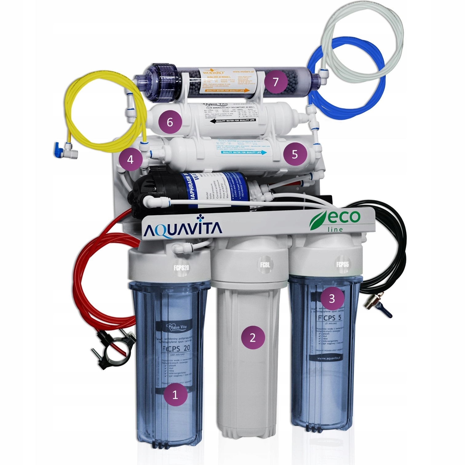 FILTRE À EAU OSMOSE RO7 IONISEUR REDOX - POMPE 400 Marque Aqua Vita