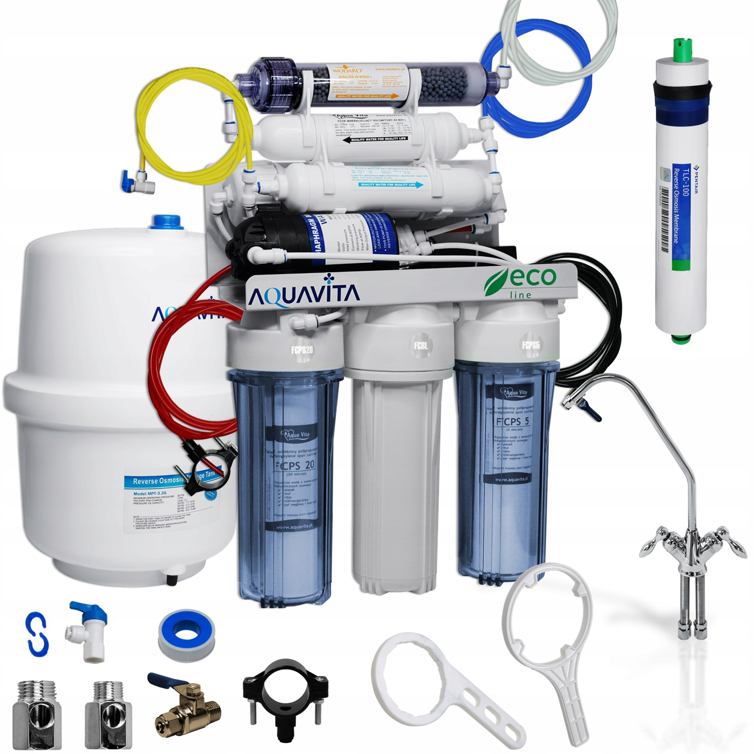 FILTRE À EAU OSMOSE RO7 IONISEUR REDOX - POMPE 400