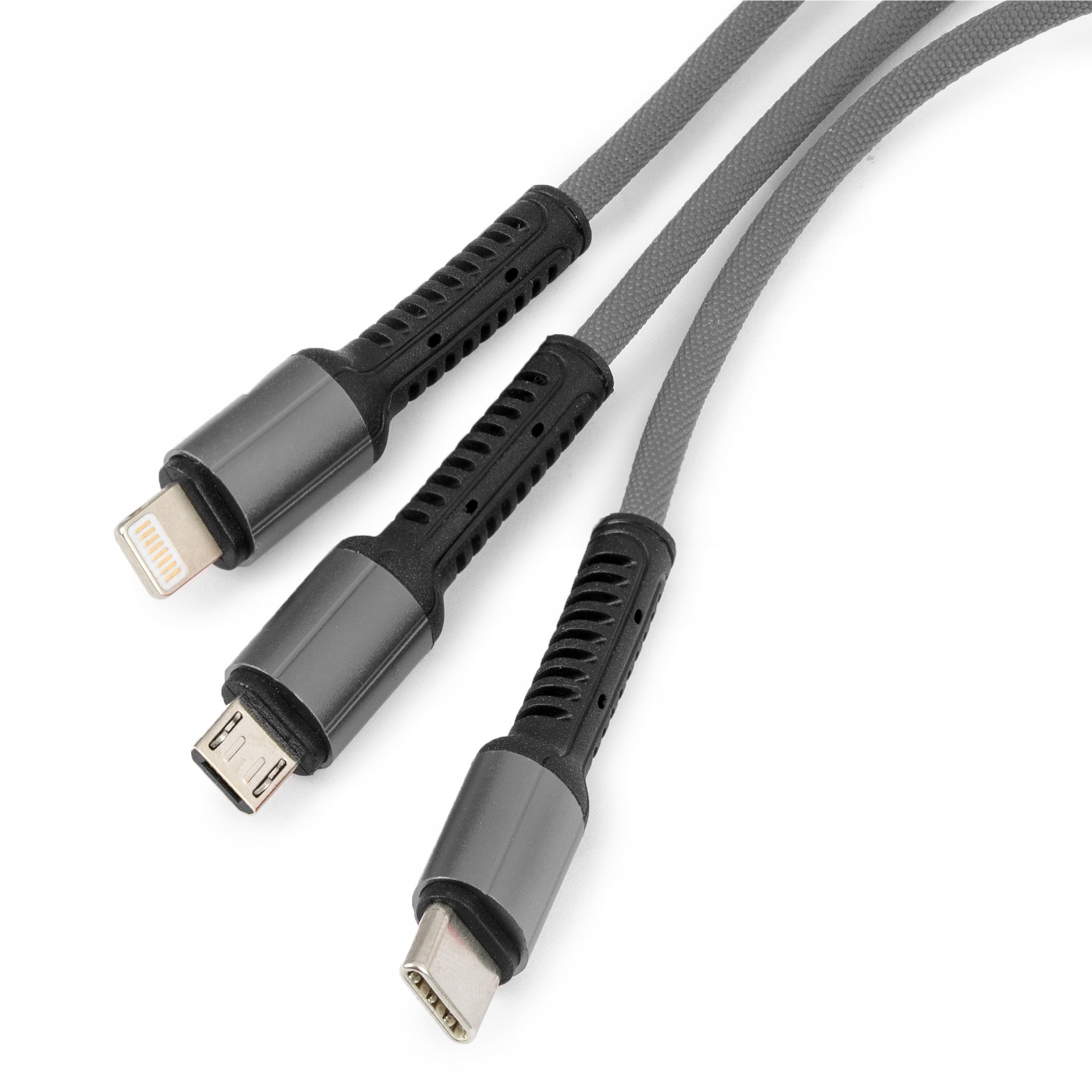 INFLOO KABEL USB 3 en 1 LIGHTNING/USB C/microUSB 3,4 A 1,2 m BRAID GRAY Longueur du câble 1,2 m