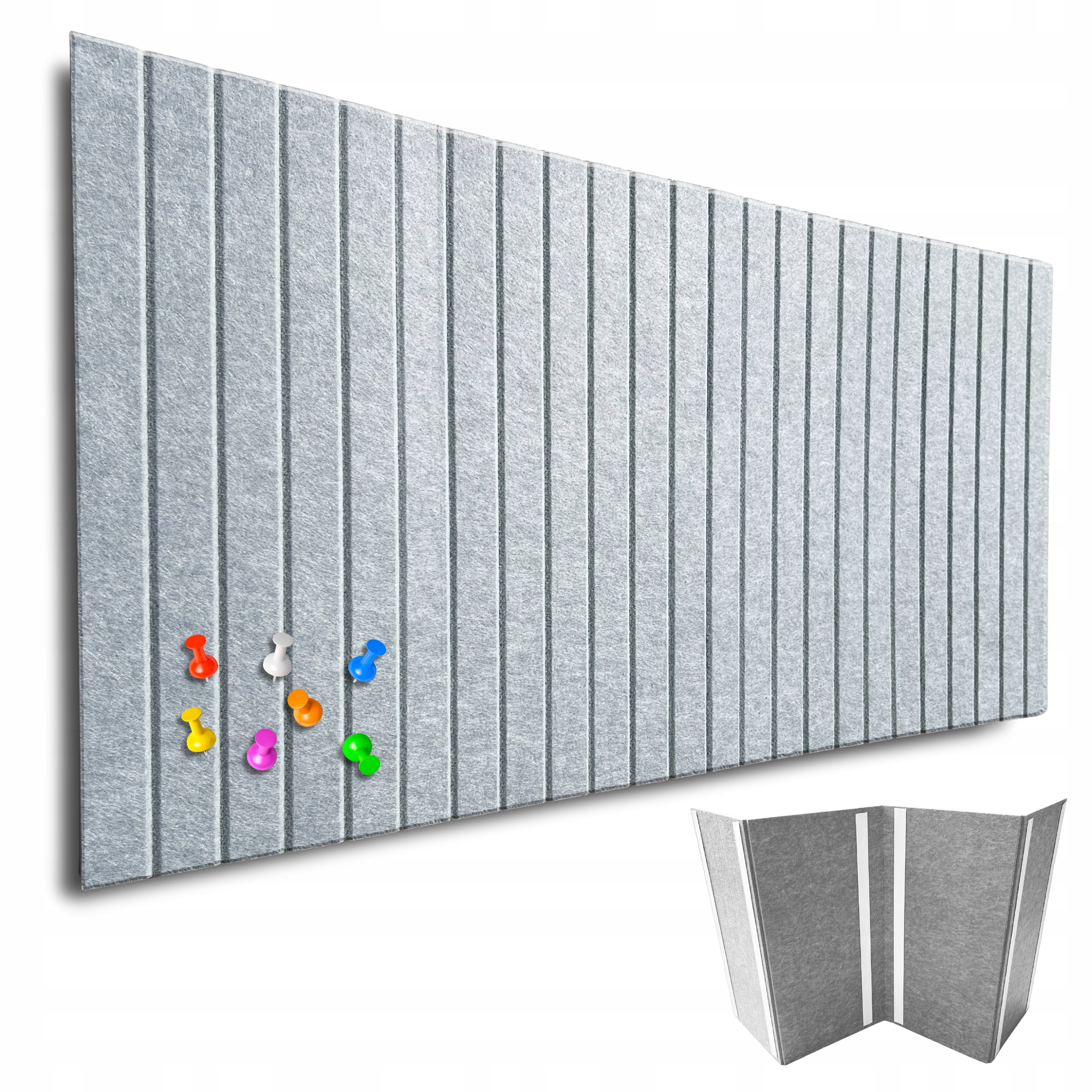 Panneaux muraux en feutre à lamelles 60x120 cm de couleur gris clair