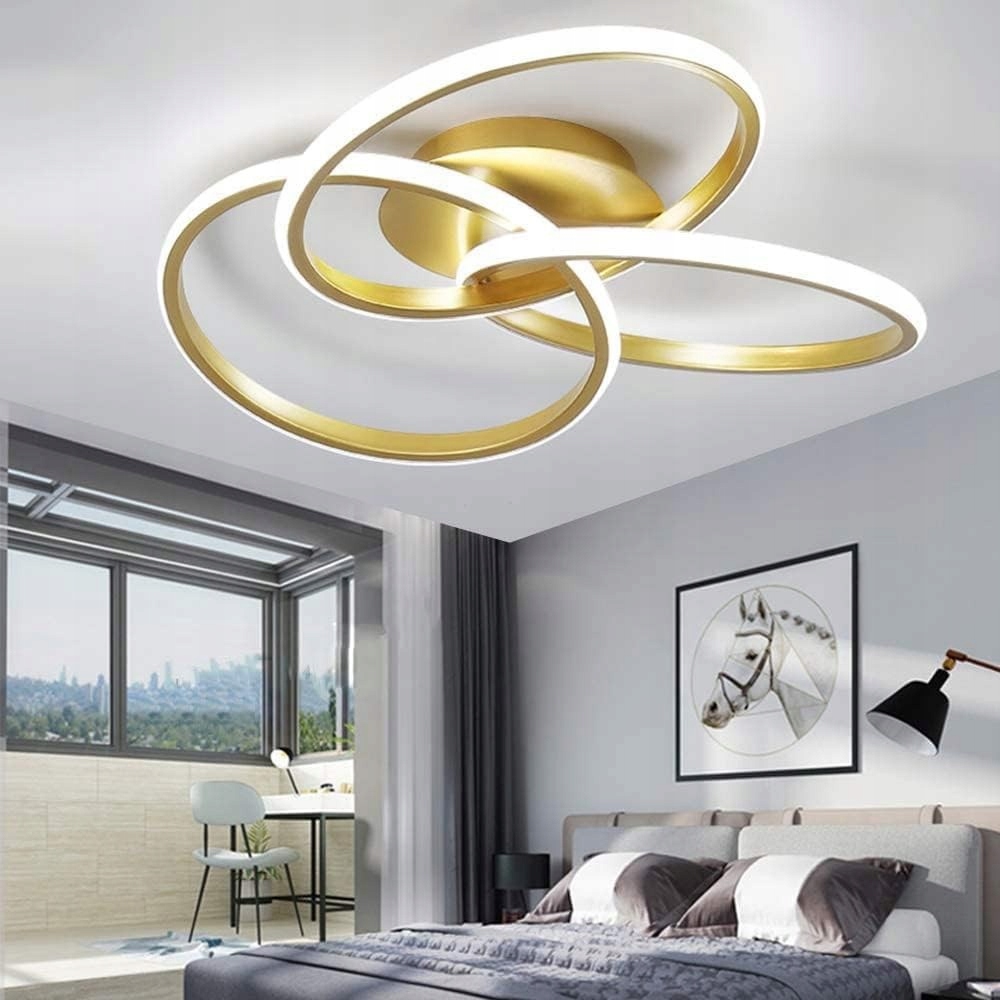 LAMPA SUFITOWA PLAFON ŻYRANDOL ZŁOTA GOLD LED LOFT PILOT 3 KOLORY WISZĄCA Kolekcja Zyrandol