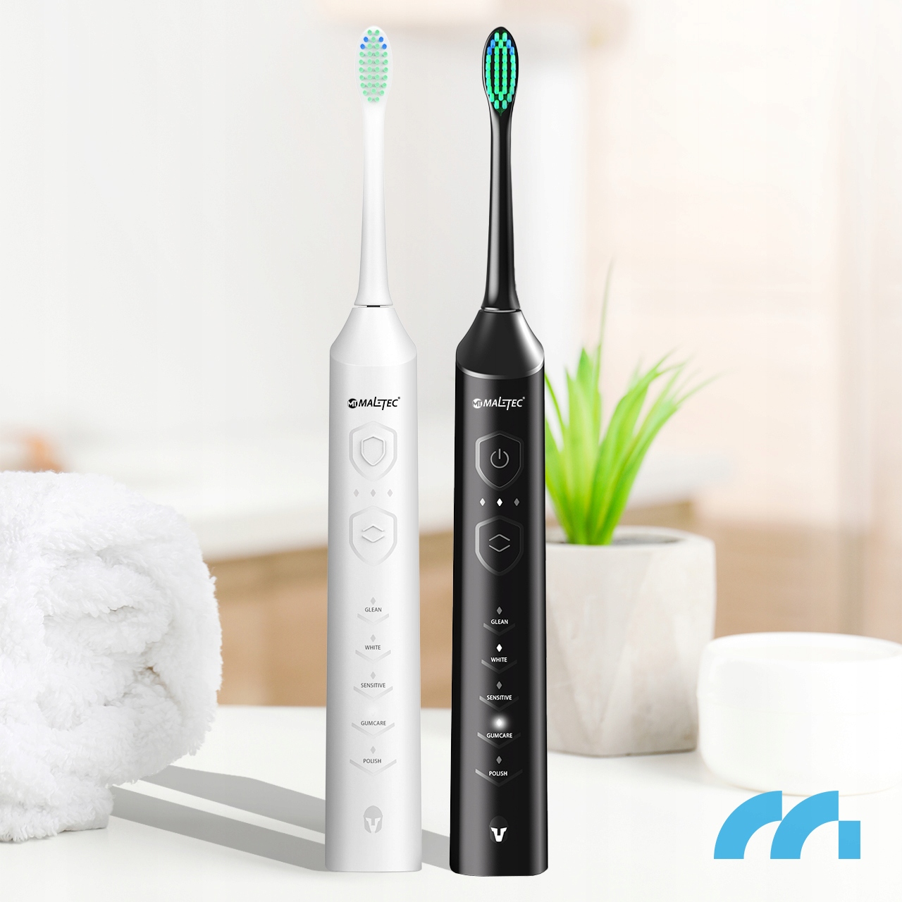 2x Cepillo de dientes sónico Cepillo de dientes eléctrico Juego de 6 cabezales Cargador Modelo Toothie X2in1 Cepillo de dientes sónico
