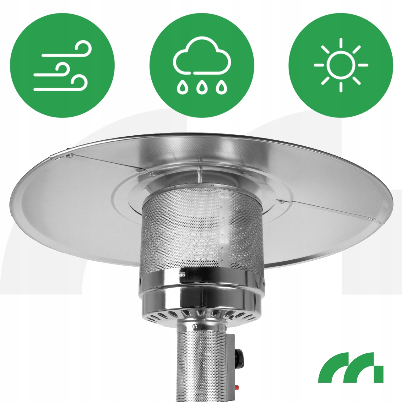 calefacción tipo sombrilla, calefactor radiante de jardín, terraza, gas con cubierta, 13kW, longitud máxima 85 cm